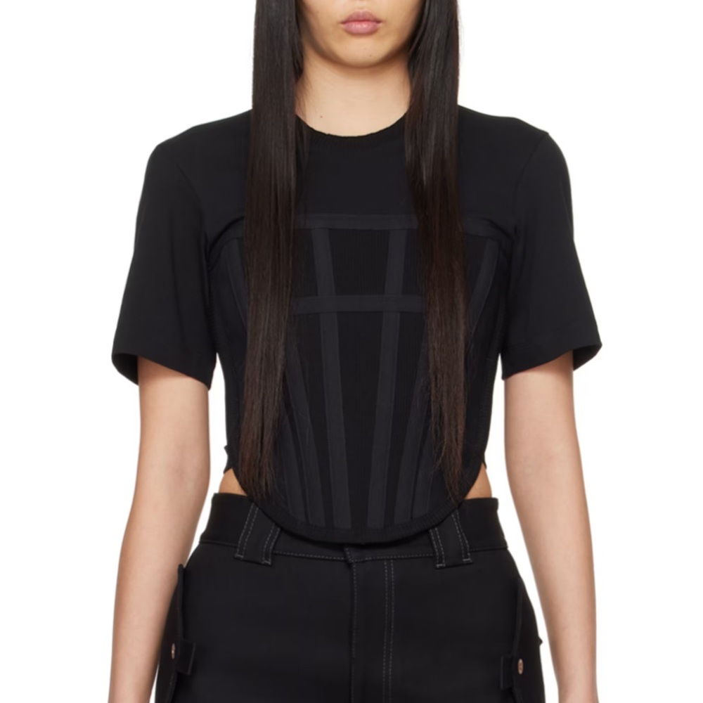 Dion Lee Black Corset T-Shirt